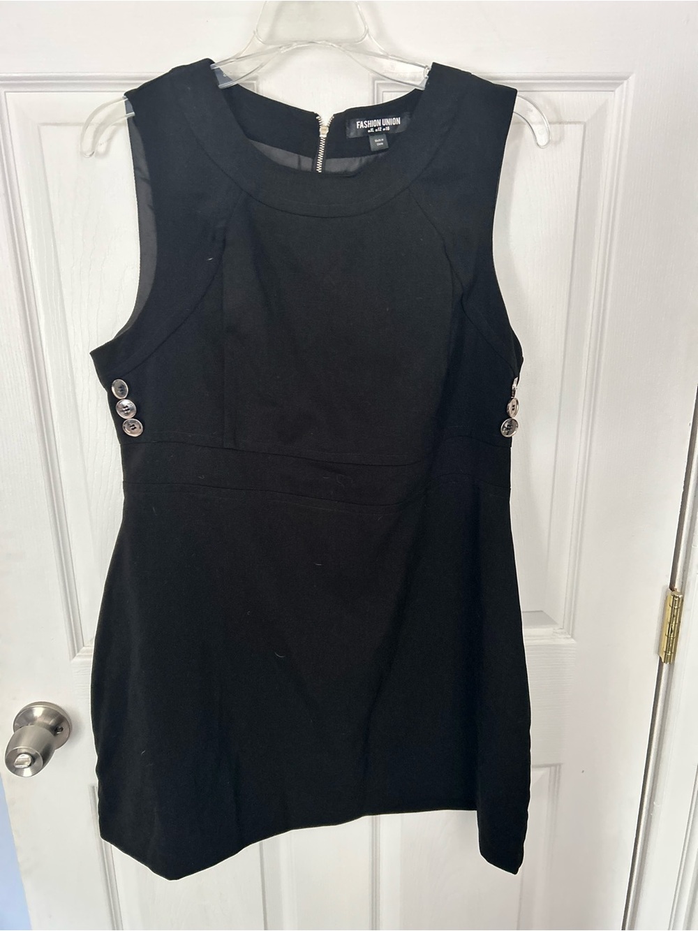 Fashion Union Black Sleeveless Mini Dress with Side Button Detail